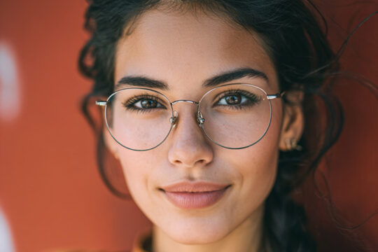 A young working woman wearing glasses